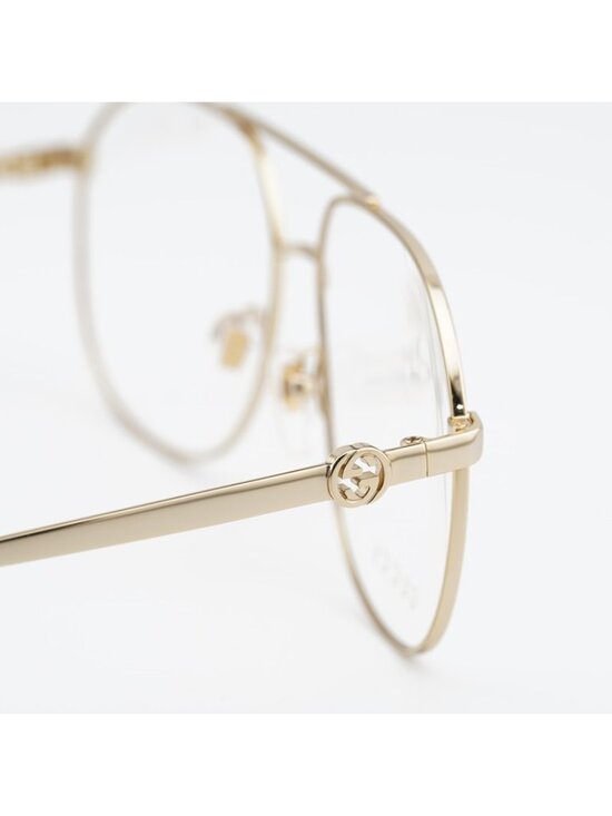 Gucci GG1091O 002 Eyeglasses Shiny Gold 56mm Aviator Frame